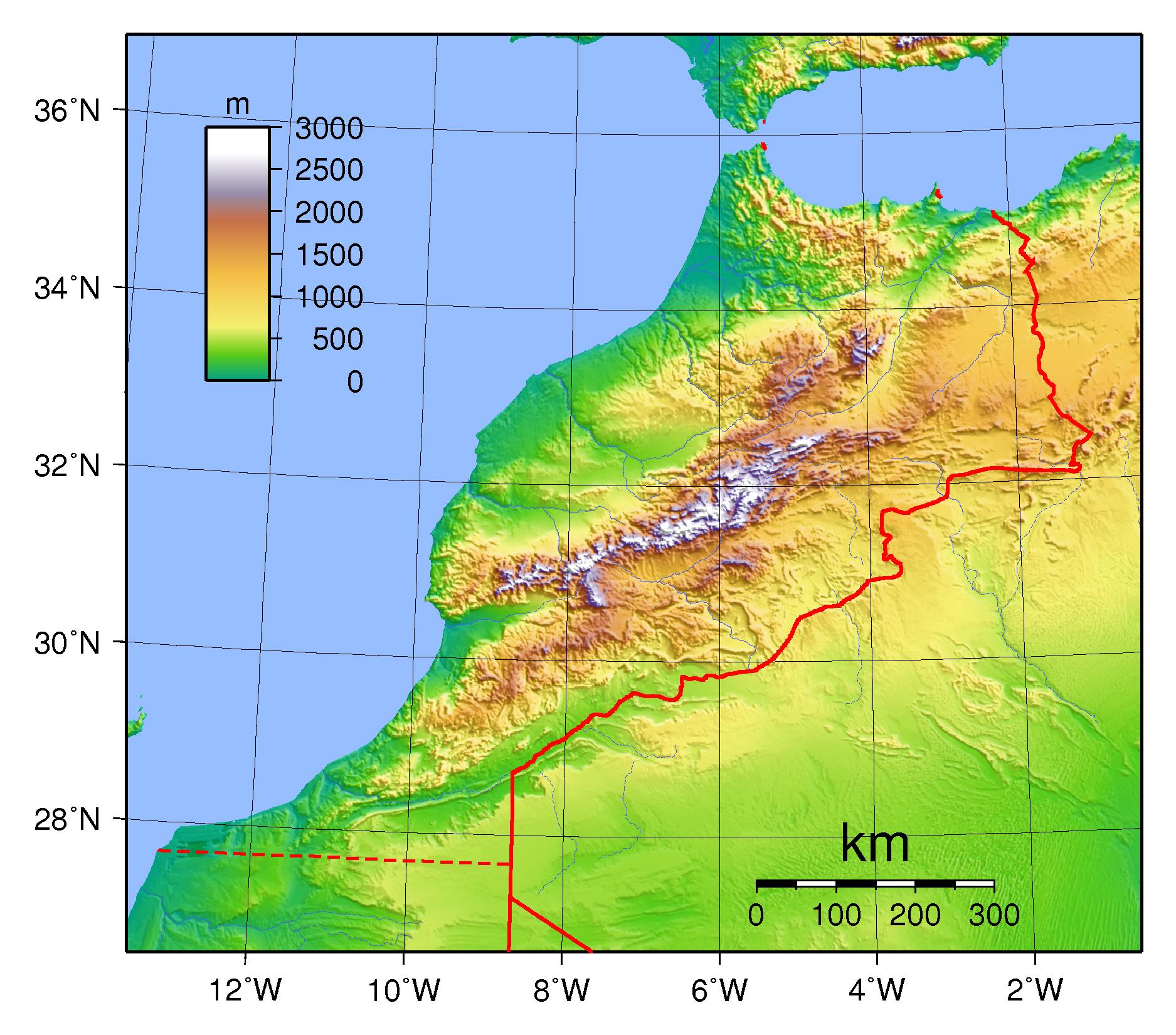 Morocco Physical Map 
