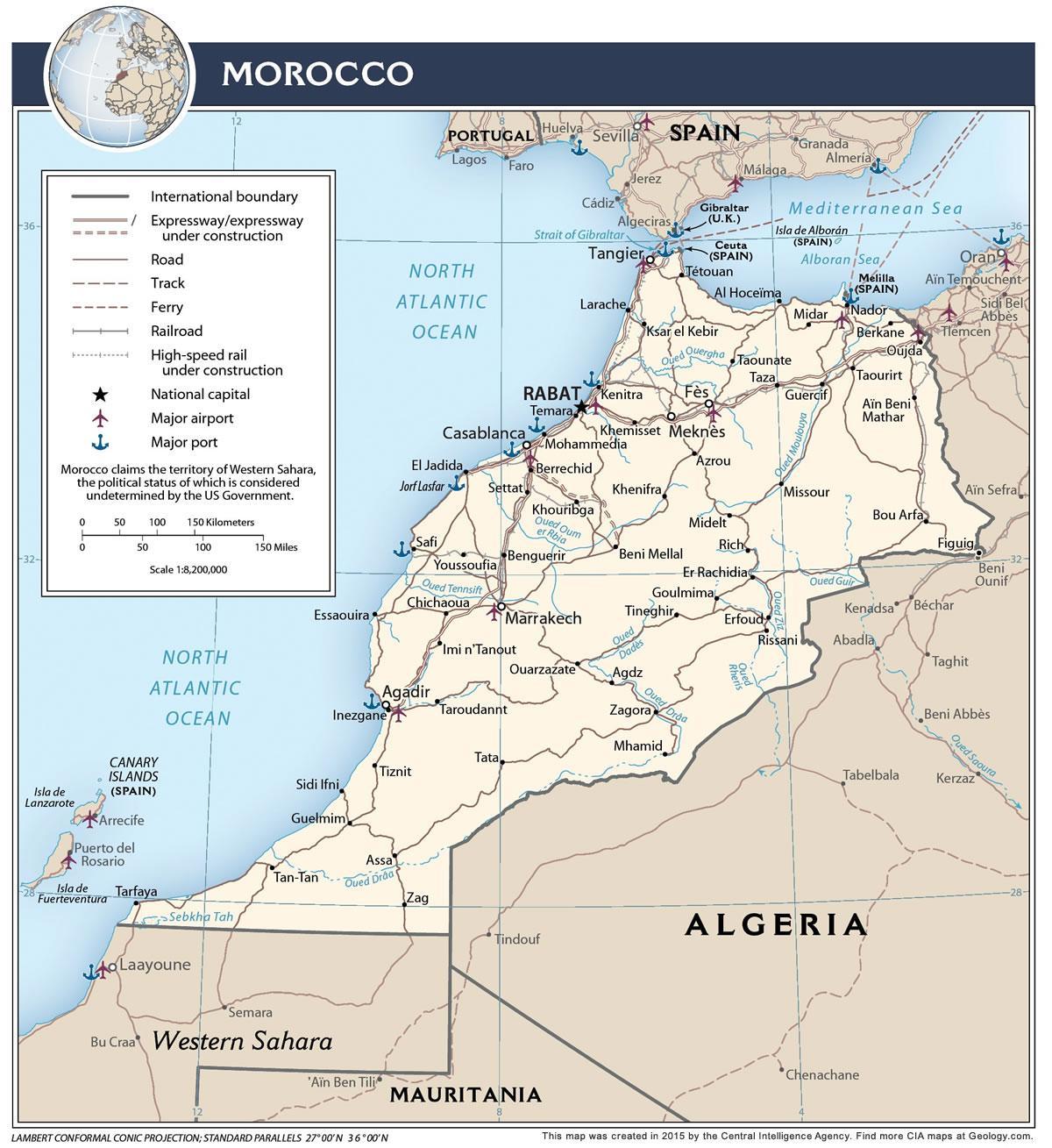 Map of Morocco airports