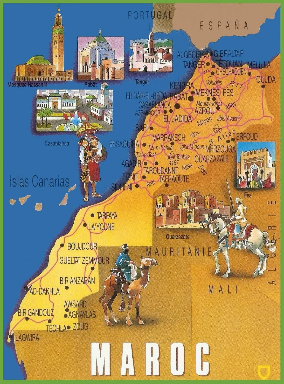 Morocco tourist attractions map