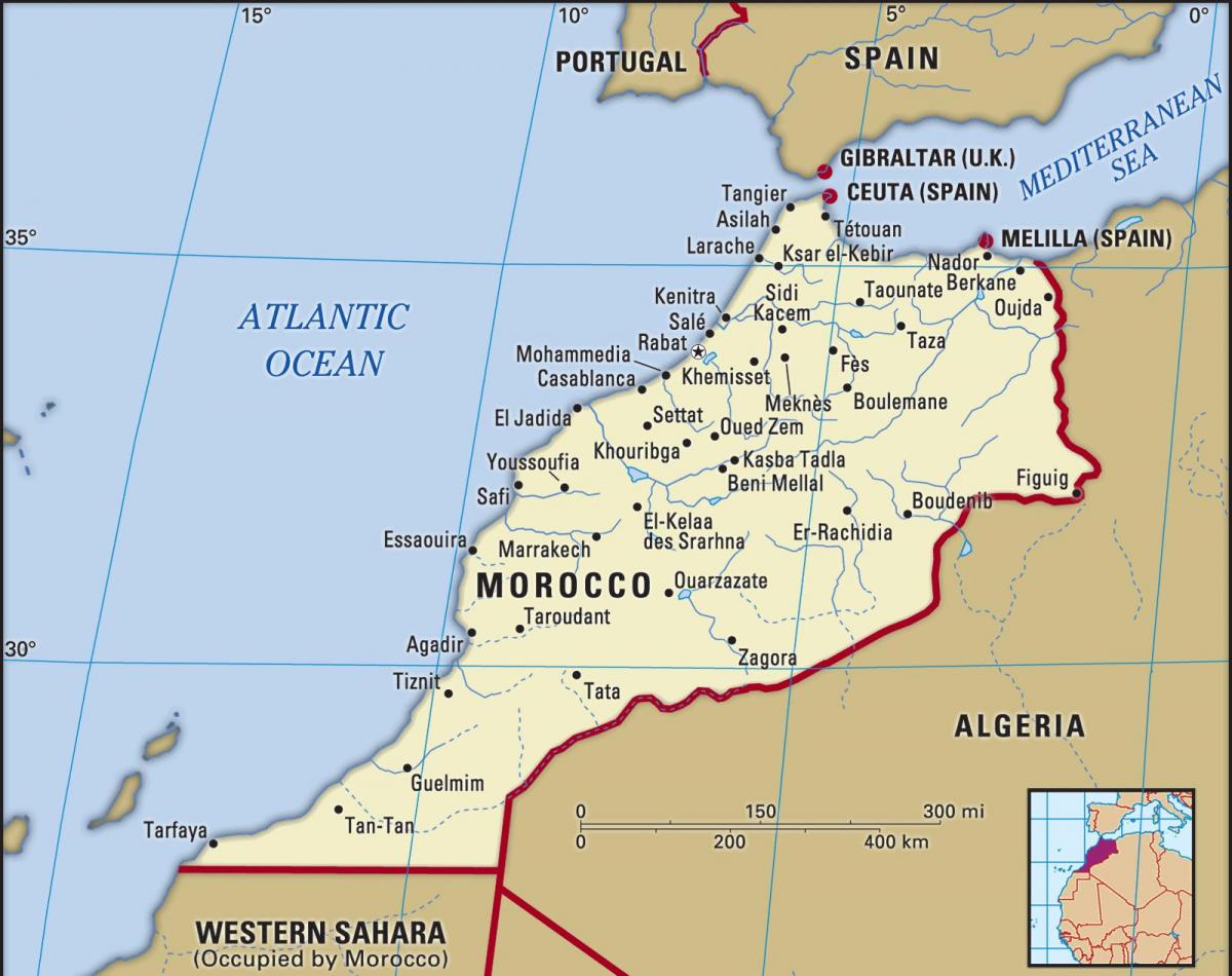 Morocco on a map