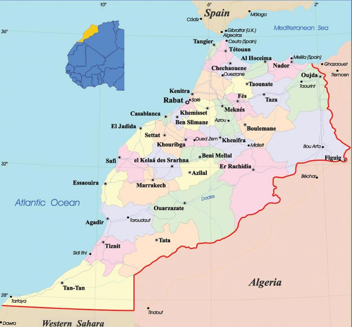 Morocco administrative map