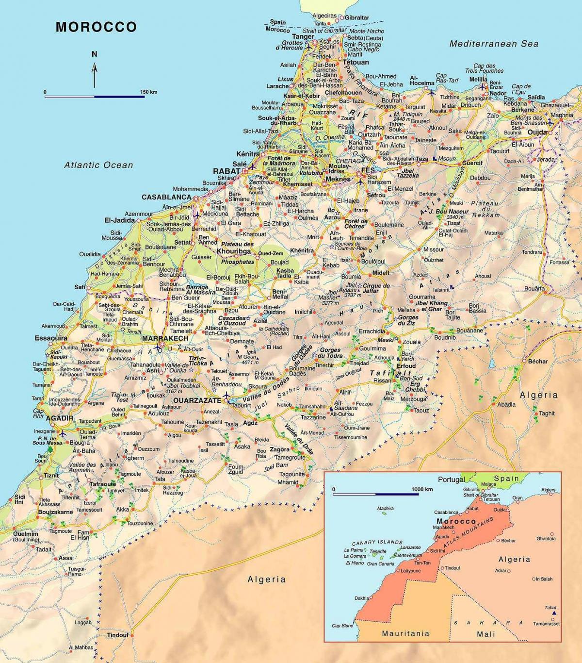 Driving map of Morocco
